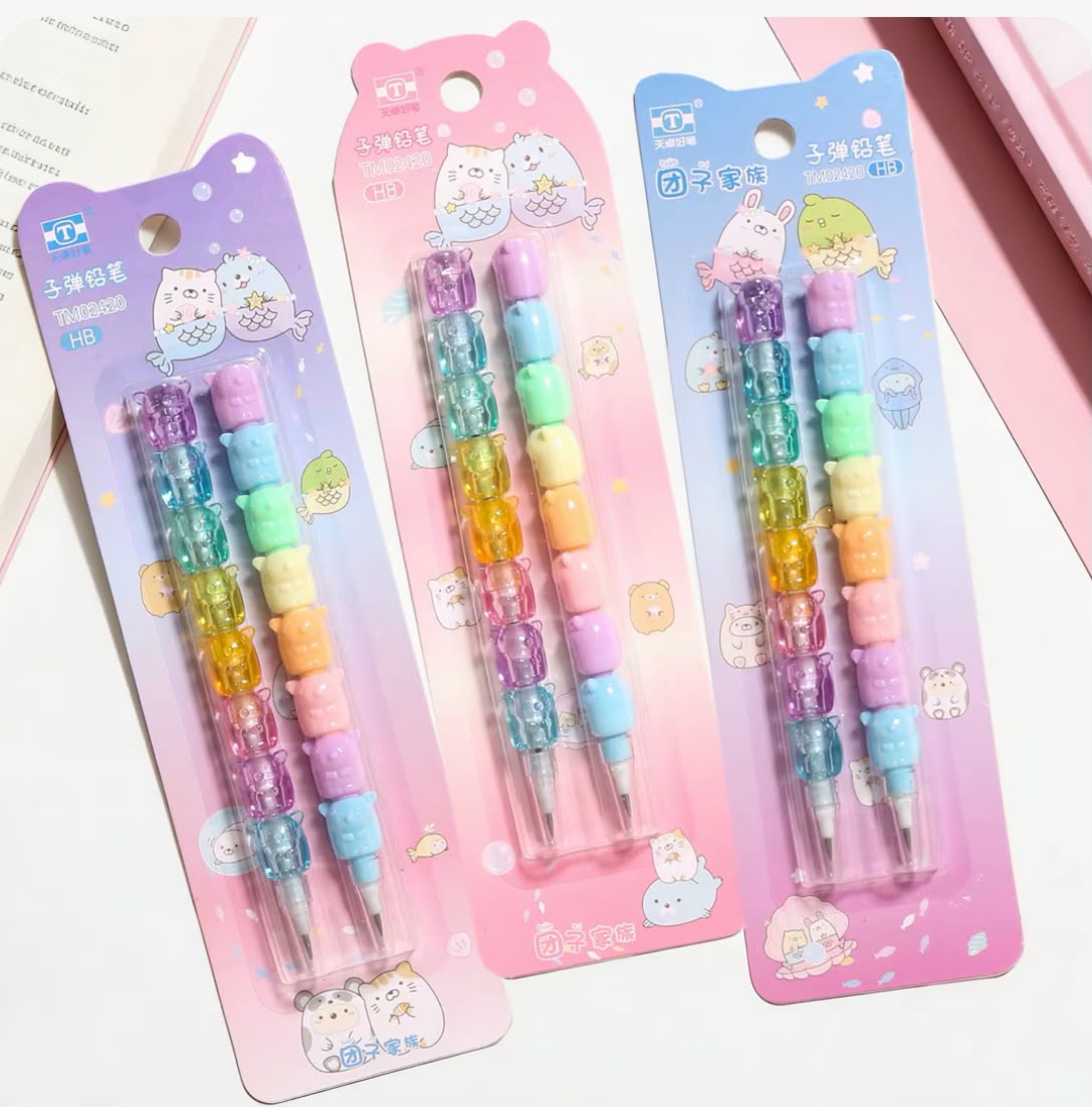 2Pcs Rainbow stackable Pencils