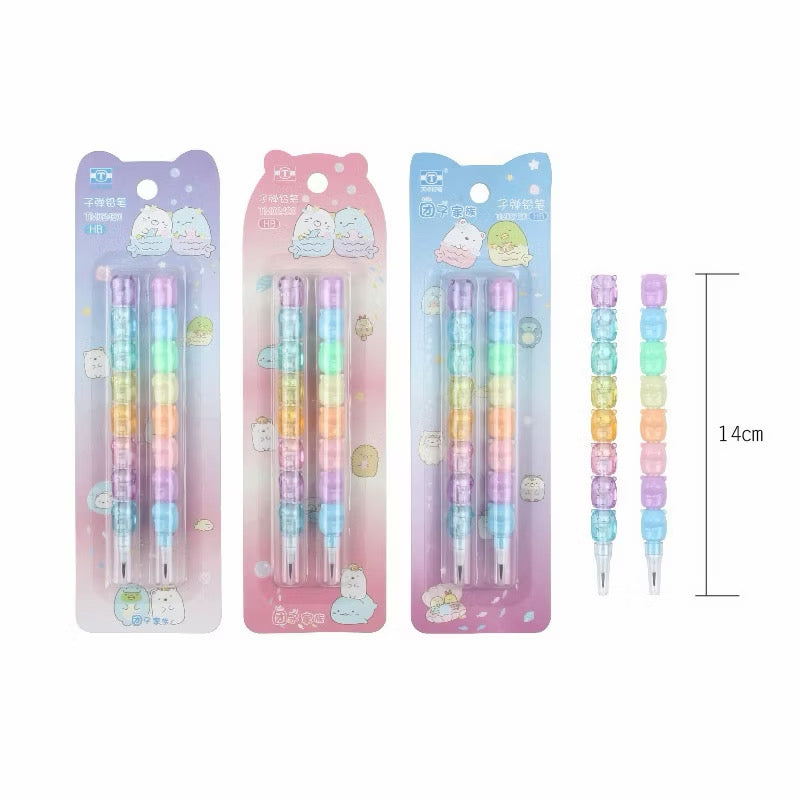2Pcs Rainbow stackable Pencils